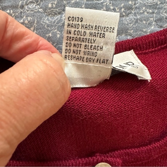 Victoria Harbour Vtg Cardigan Burgundy Beaded Cottagecore Granny Embroidery Sz M - Picture 12 of 12